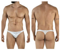 White lace thong with subtle patterned design in silver from clever 2063 diamond thongs collection