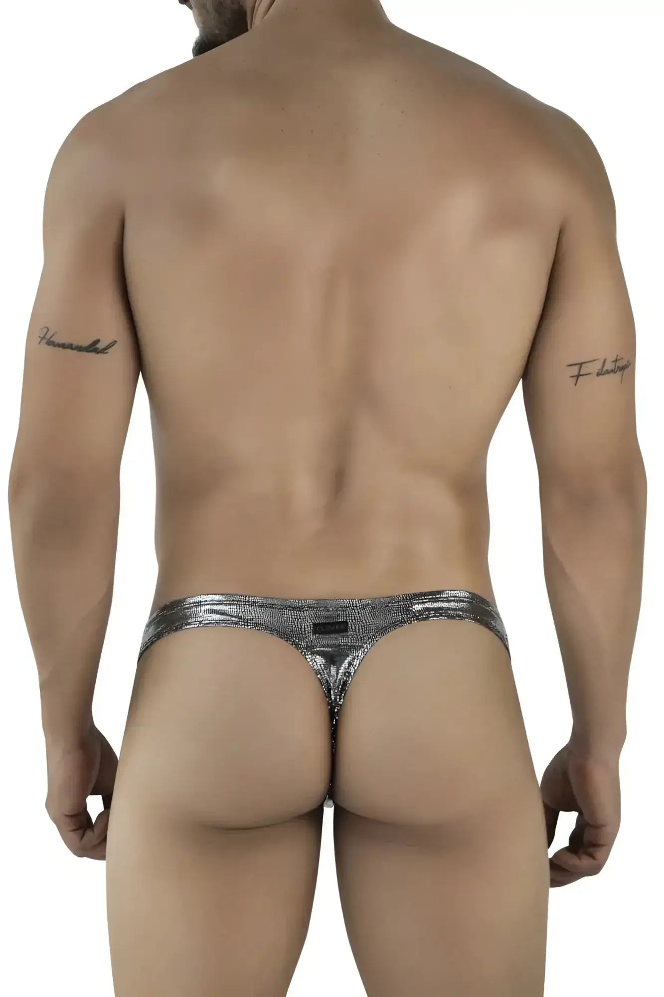 Silver sparkly metallic thong clever 2072 sparkles thongs color black with sleek form-fitting design