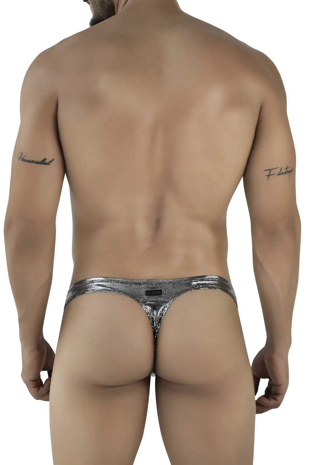 Silver sparkly metallic thong clever 2072 sparkles thongs color black with sleek form-fitting design