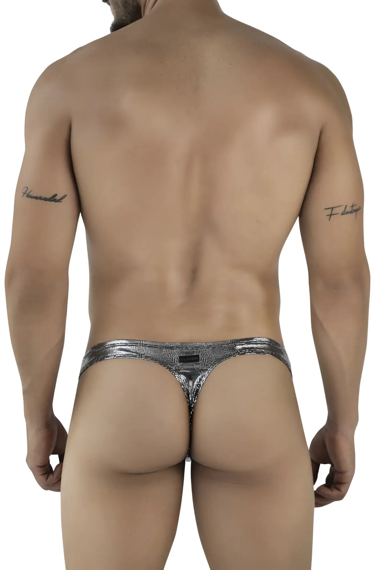 Silver sparkly metallic thong clever 2072 sparkles thongs color black with sleek form-fitting design