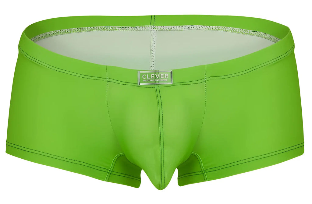 Bright lime green clever men’s briefs with smooth form-fitting fabric and contrasting black stitching from clever 229946 7pk trunks color multi-colored