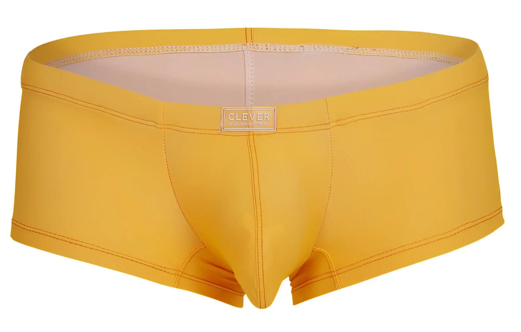 Bright yellow clever 229946 7pk trunks men’s briefs with sleek form-fitting design and subtle brand label on waistband