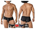 Black clever 229947 latinx trunks with perforated mesh design and contoured cut in a three pack red blue and black