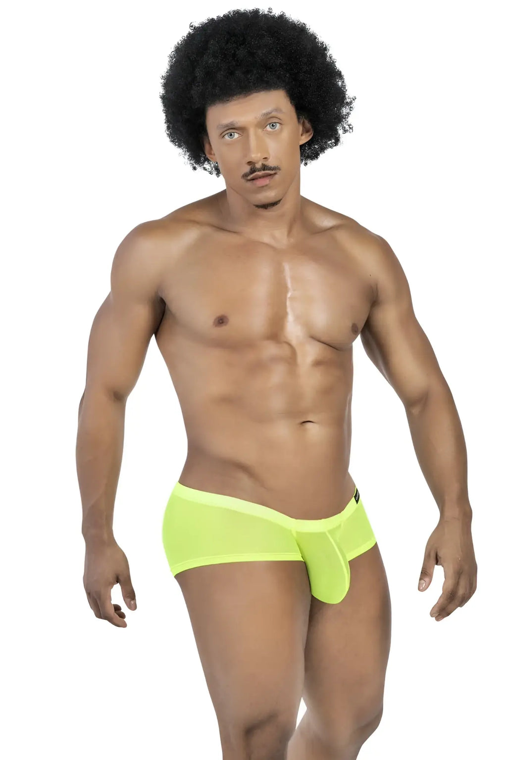 Bright neon green sheer mesh briefs with supportive design from clever 229948 3pk australian latin trunks set