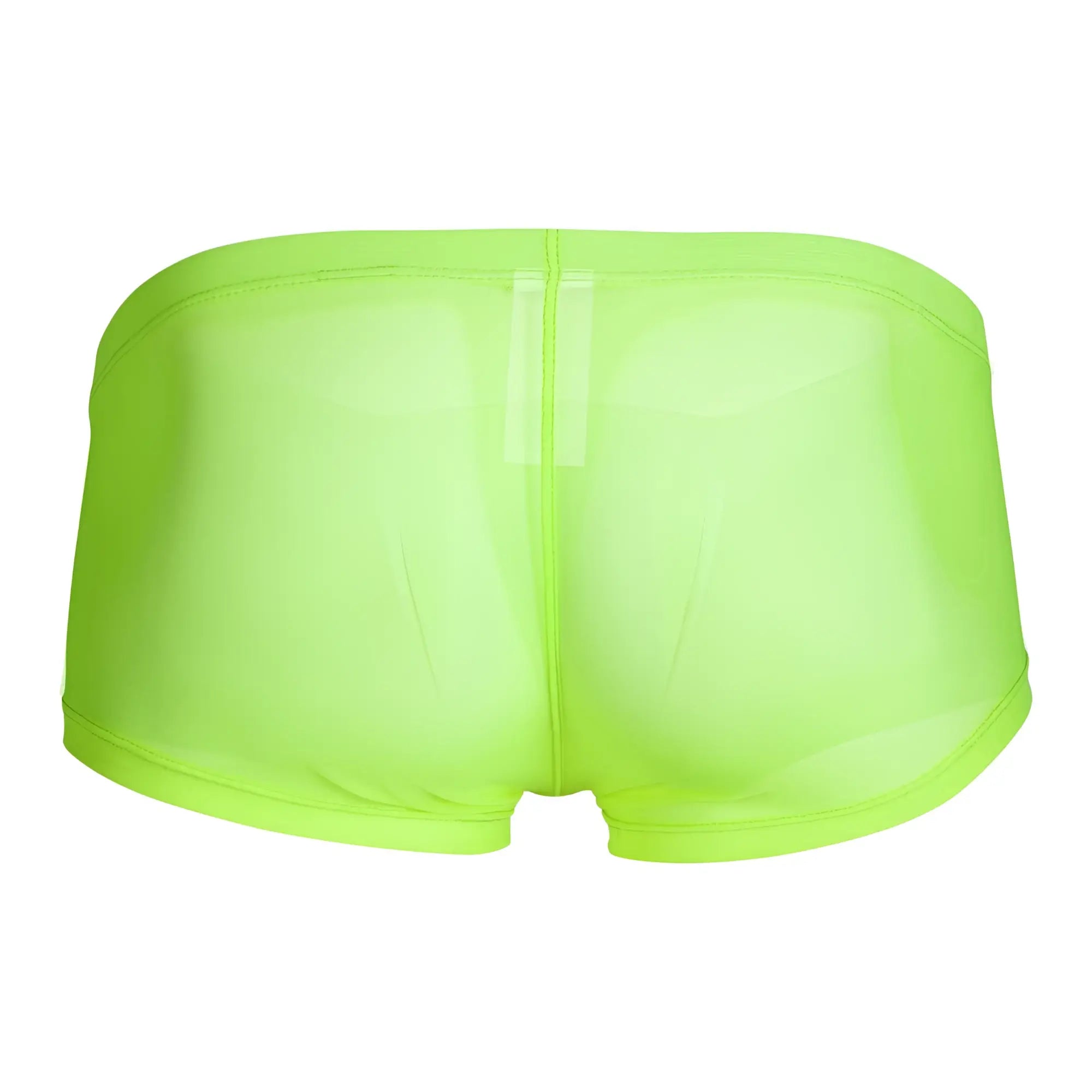 Neon green sheer mesh briefs with central seam and elastic waistband from clever 229948 3pk australian latin trunks