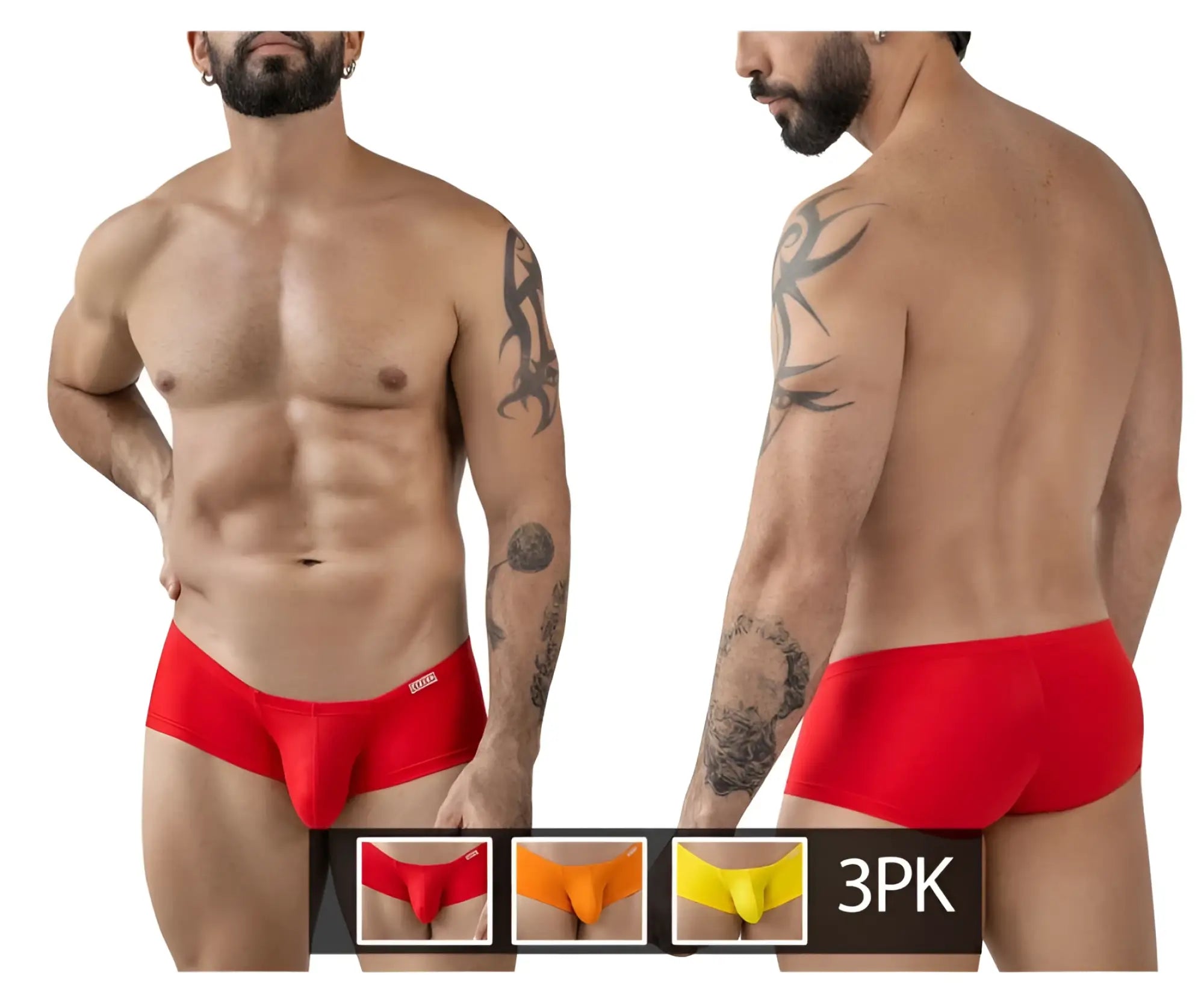 Red men’s briefs clever 229959 with snug fit and smooth stretchy fabric in multi-colored australian latin trunks pack