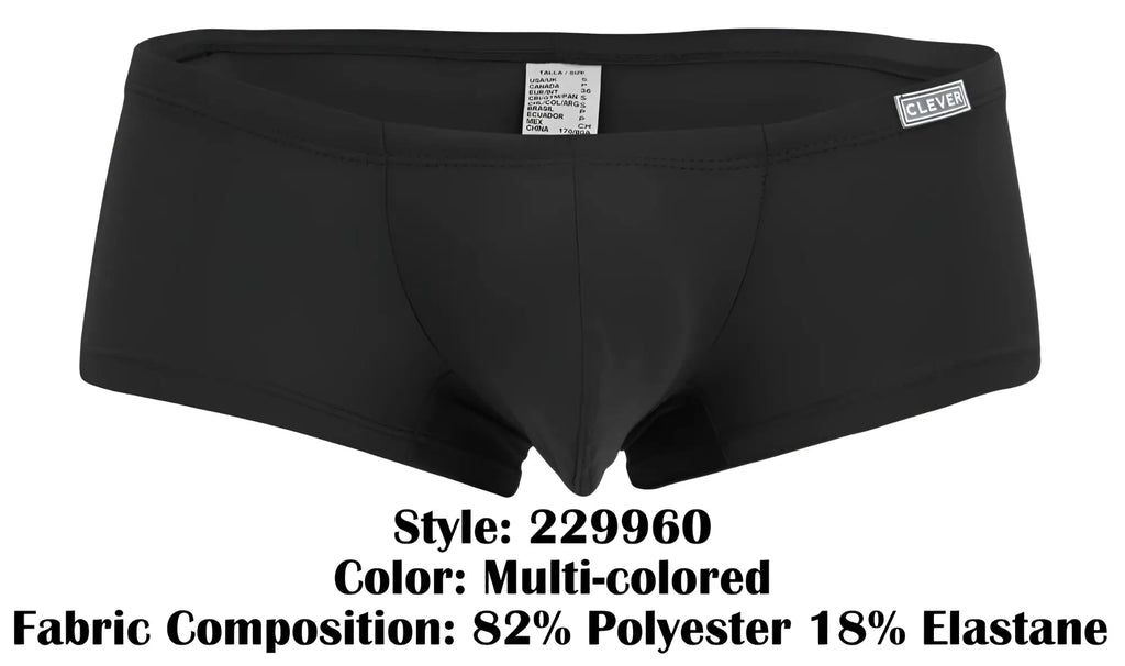 Black mens briefs clever 229960 3pk australian latin trunks multicolored with sleek form-fitting design and subtle waistband label