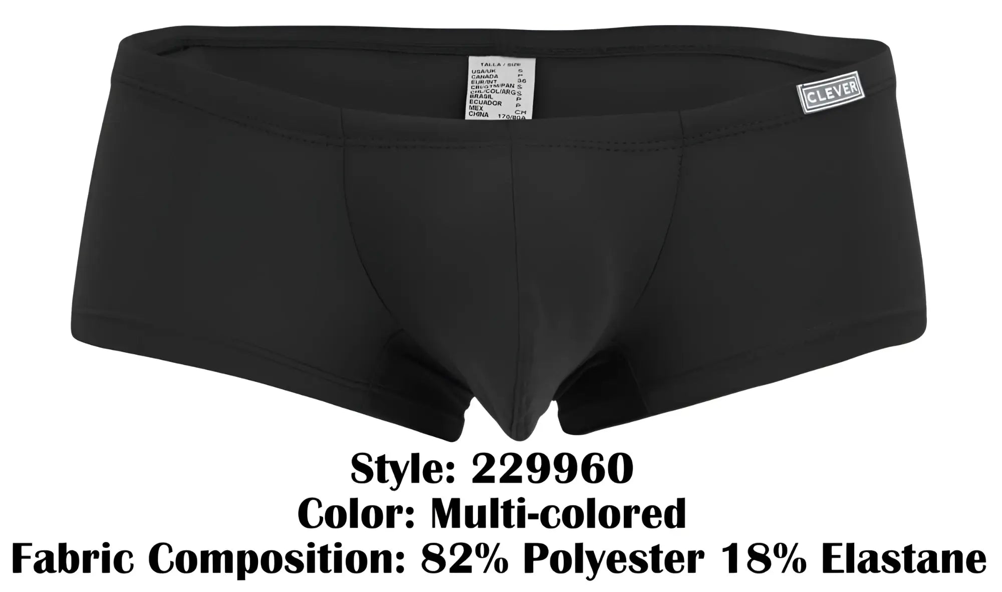 Black mens briefs clever 229960 3pk australian latin trunks multicolored with sleek form-fitting design and subtle waistband label