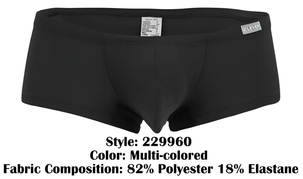 Black mens briefs clever 229960 3pk australian latin trunks multicolored with sleek form-fitting design
