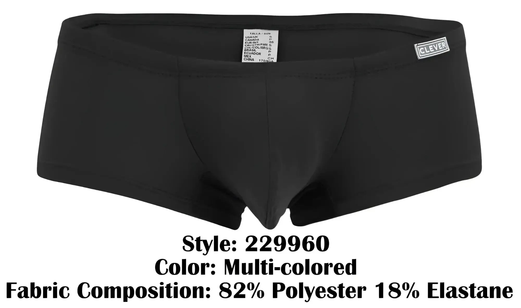 Black mens briefs clever 229960 3pk australian latin trunks multicolored with sleek form-fitting design