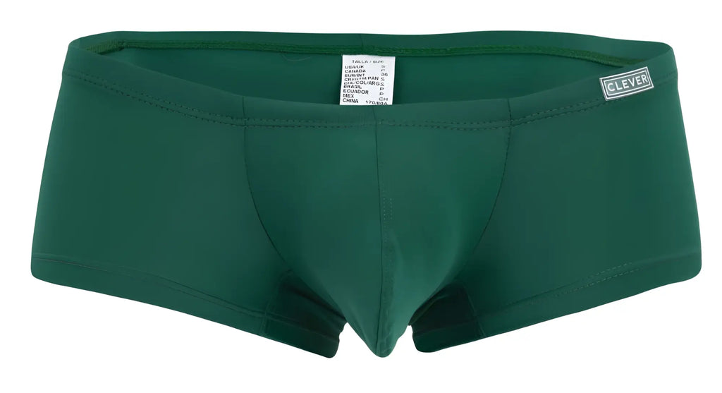 Dark green clever 229960 men’s briefs with subtle seam design and small brand label on the waistband in multi-colored pack