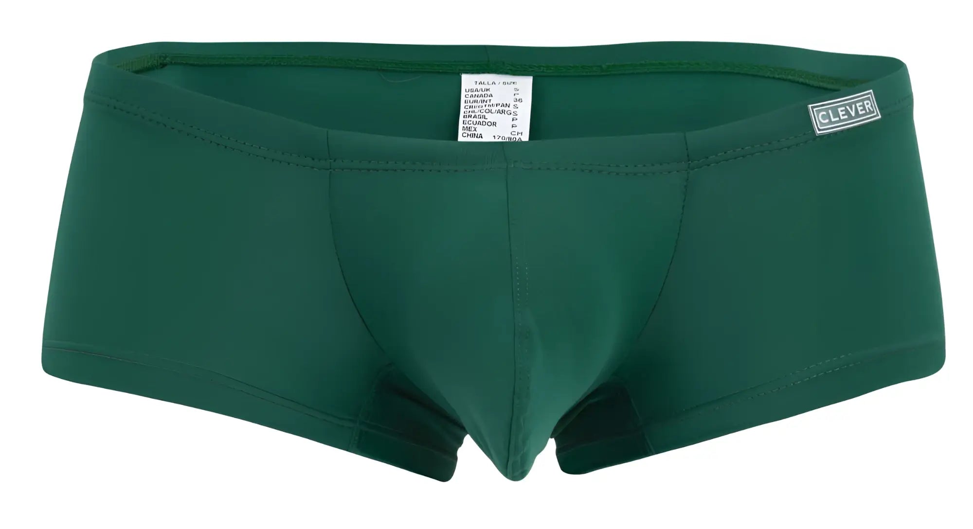 Dark green clever 229960 men’s briefs with subtle seam design and small brand label on the waistband in multi-colored pack