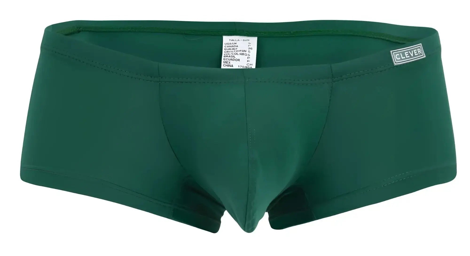 Dark green clever 229960 men’s briefs with subtle seam design and small brand label on the waistband in multi-colored pack