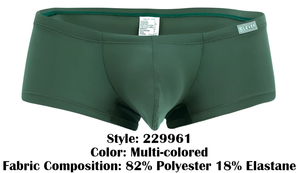 Dark green clever 229961 australian latin trunks made of smooth stretchy fabric with a subtle waistband label