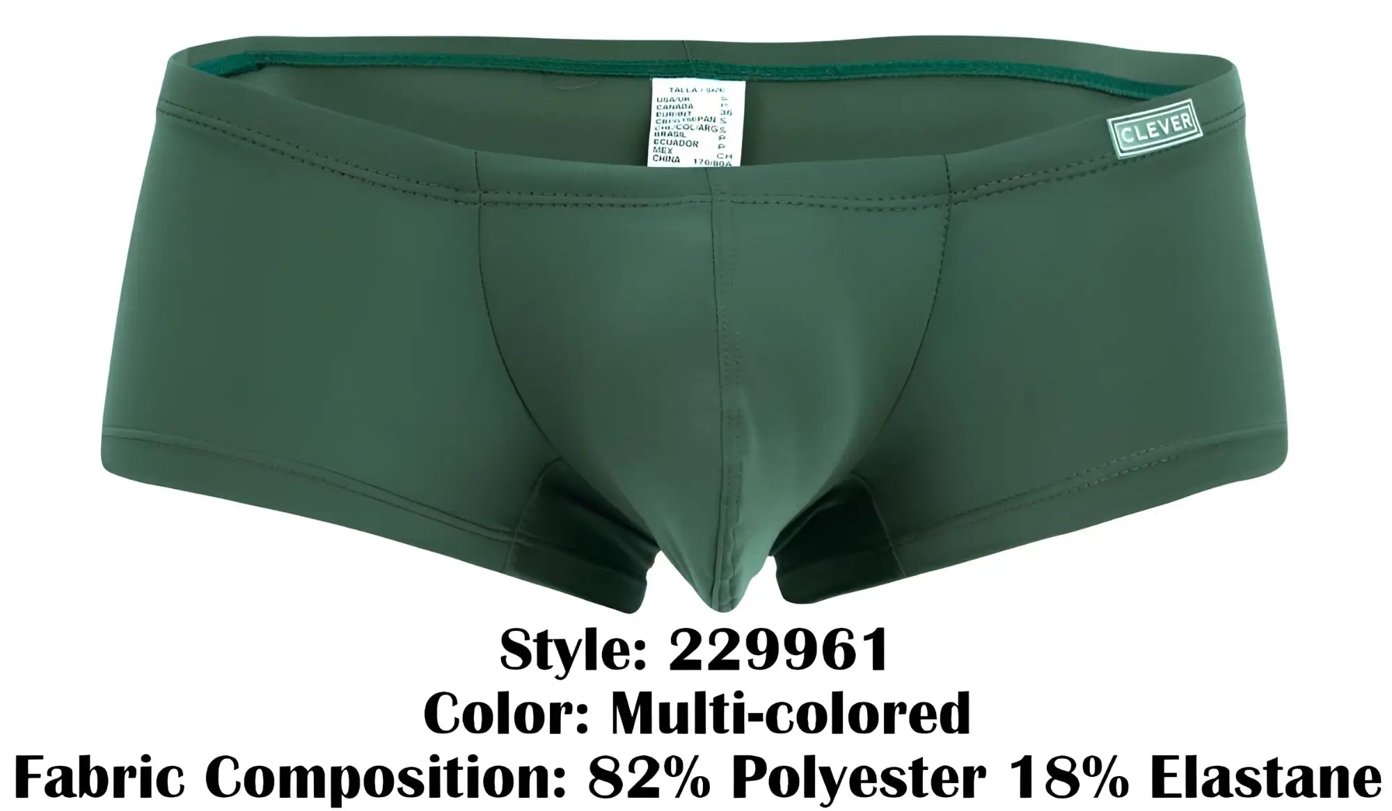 Dark green clever 229961 australian latin trunks made of smooth stretchy fabric with a subtle waistband label