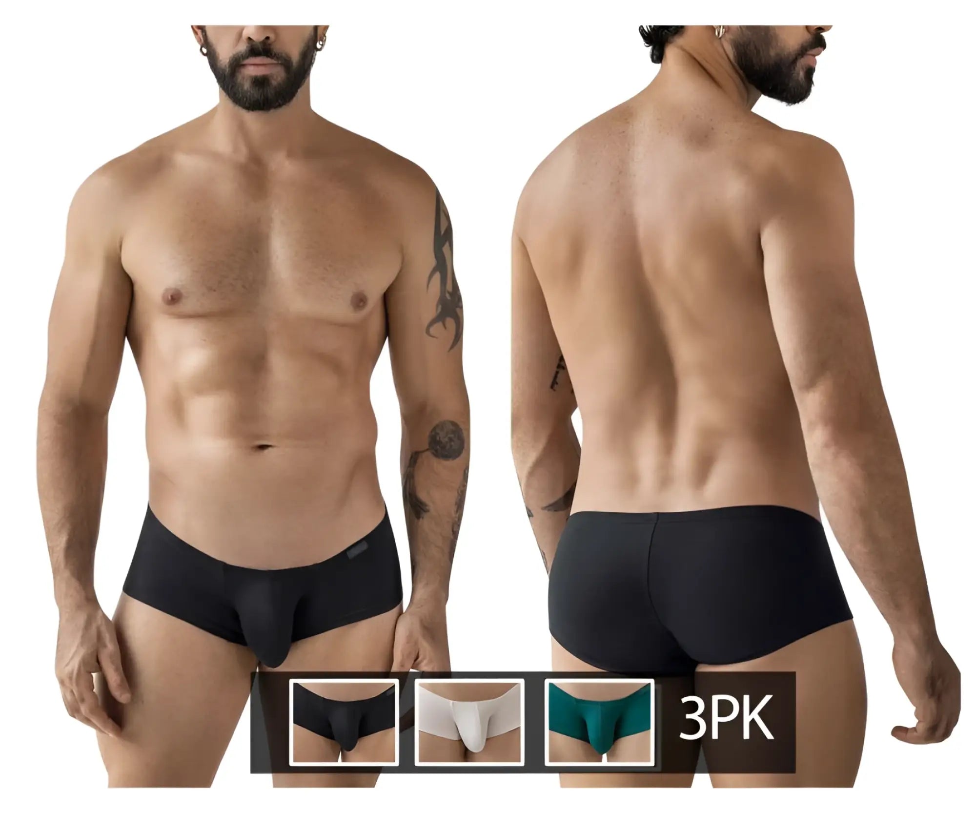 Black men’s briefs clever 229963 with smooth form-fitting design in multi-colored australian latin trunks pack