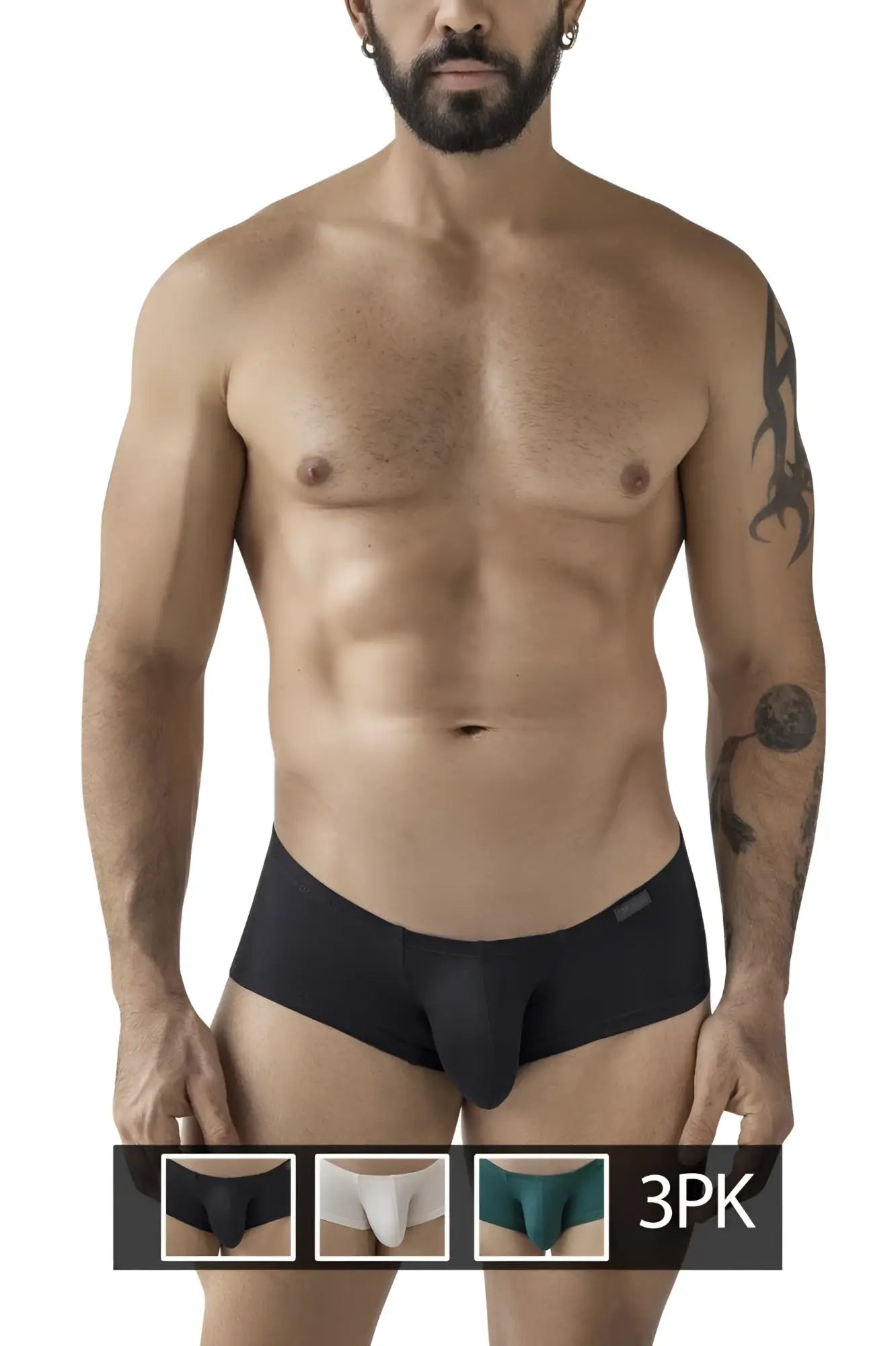 Clever 229963 3pk australian latin trunks multi-colored black men’s briefs with smooth form-fitting design