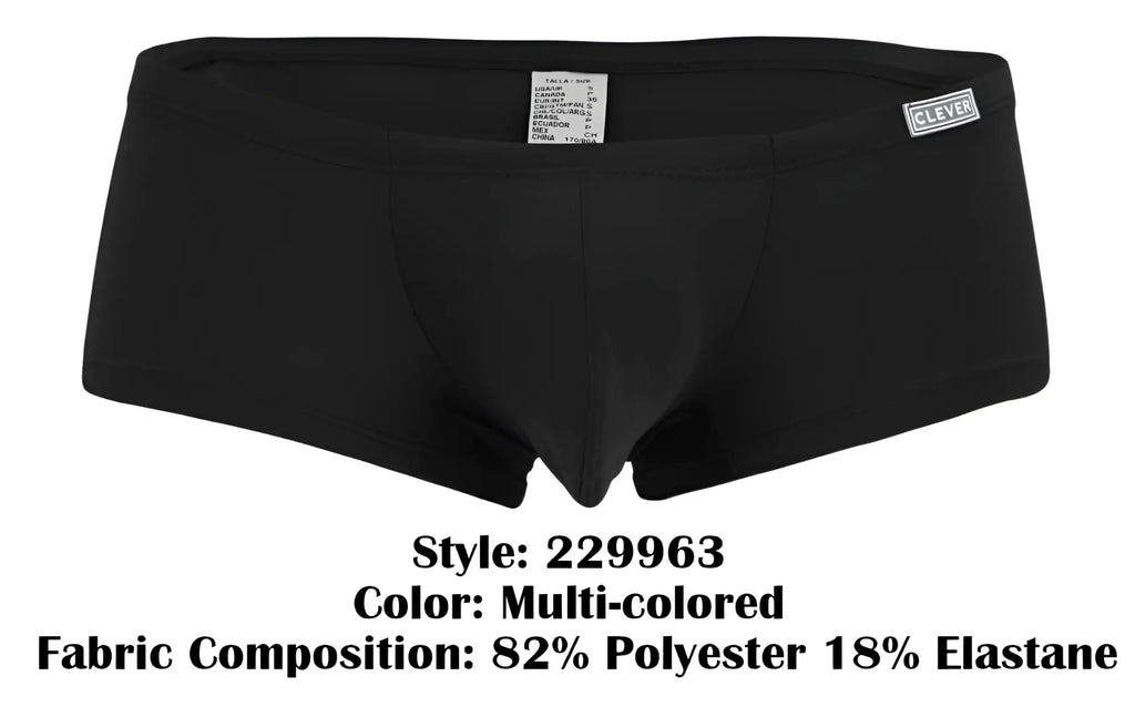 Black men’s briefs clever 229963 3pk australian latin trunks multi-colored with sleek form-fitting design and clever waistband label