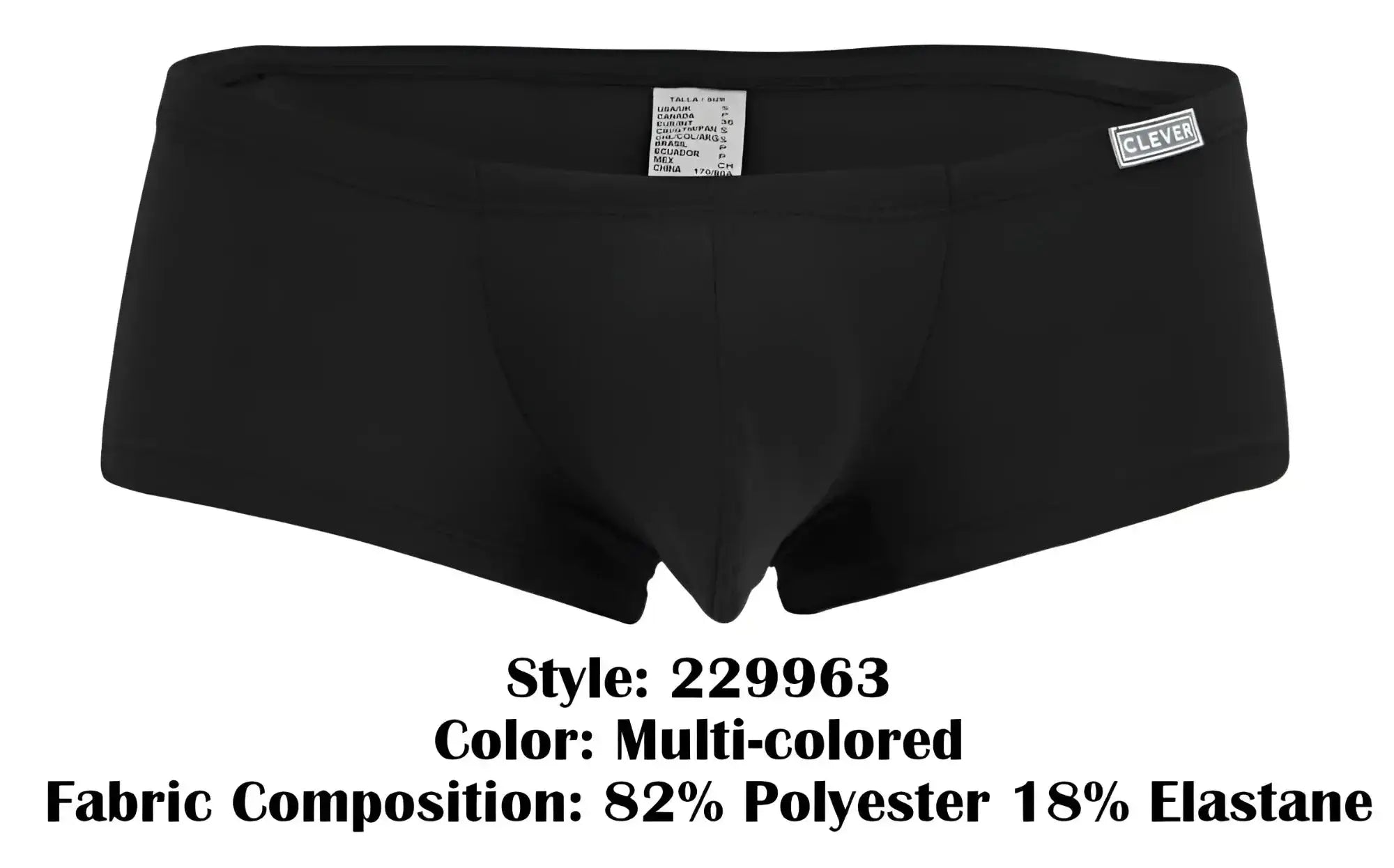 Black men’s briefs clever 229963 3pk australian latin trunks multi-colored with sleek form-fitting design