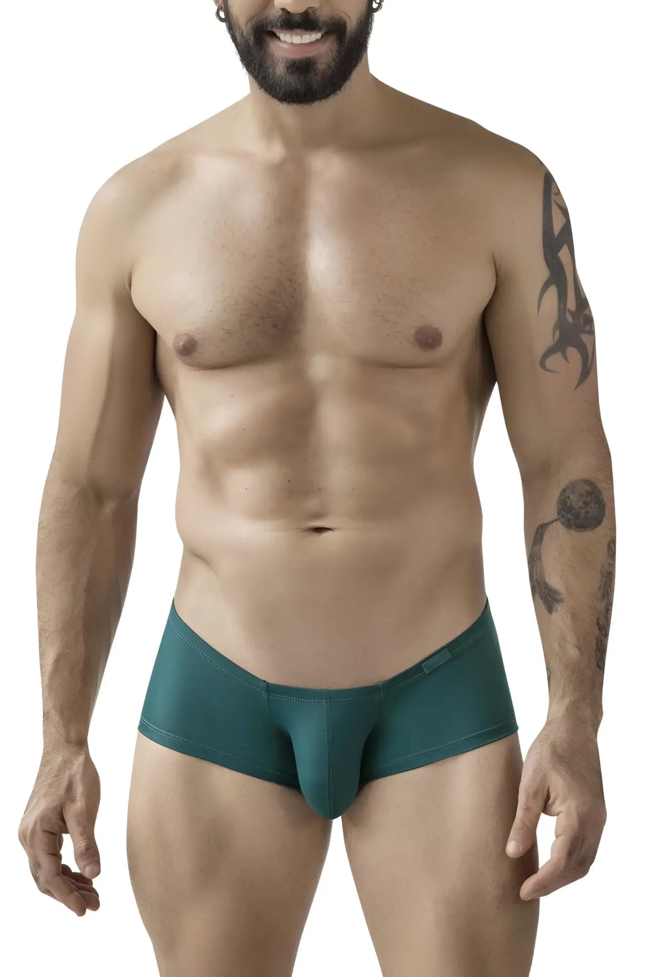 Teal-colored form-fitting men’s briefs with smooth fabric finish from clever 229963 3pk australian latin trunks multi-colored set
