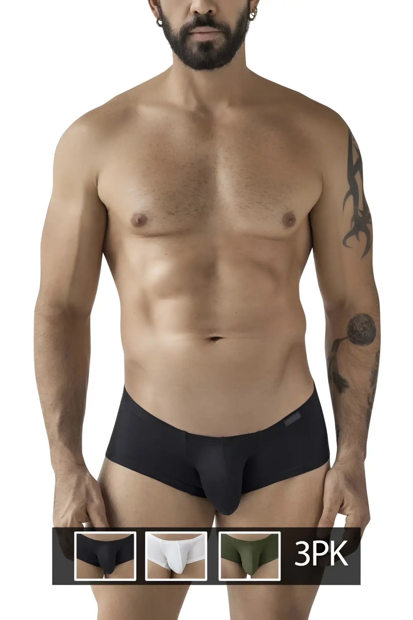 Black men’s briefs clever 229964 3pk australian latin trunks multicolored with smooth fit and subtle brand tag on waistband