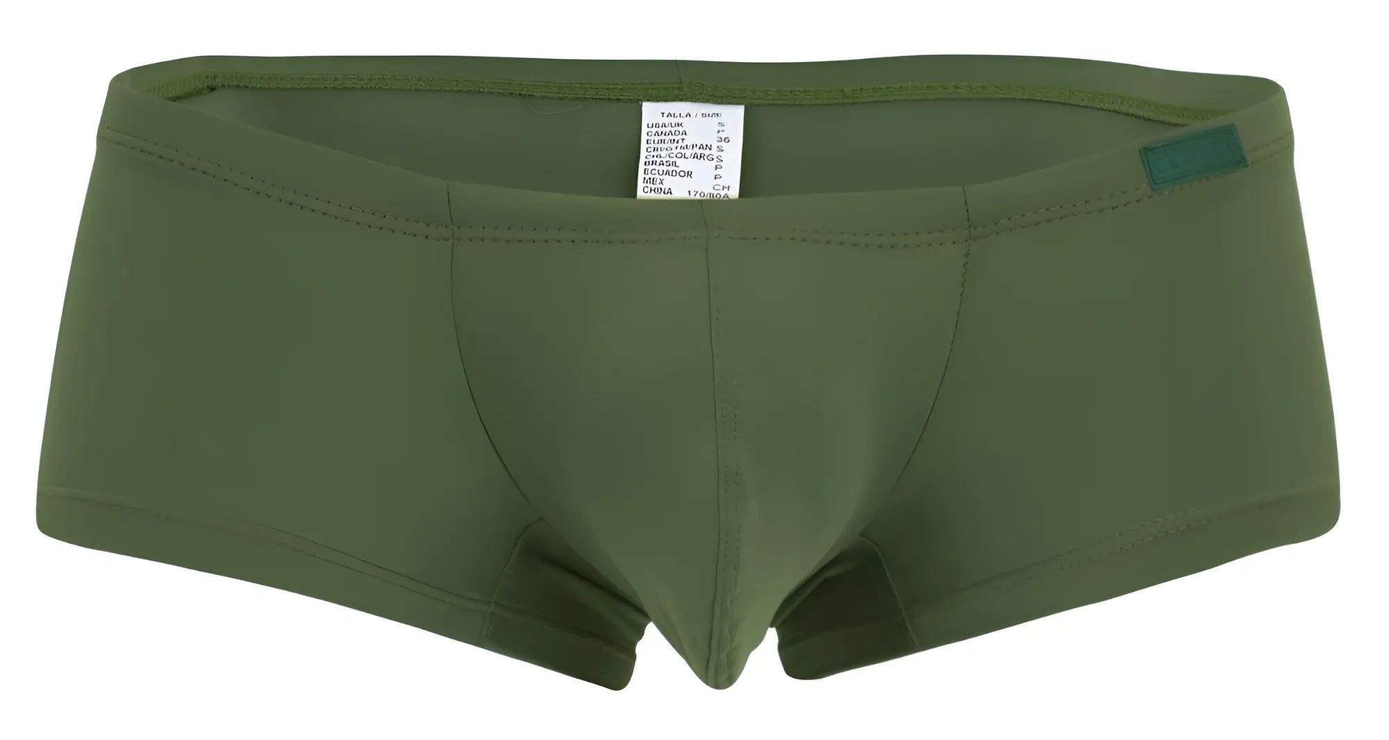 Olive green clever 229964 3pk australian latin trunks with smooth stretchy fabric and subtle waistband seam detail