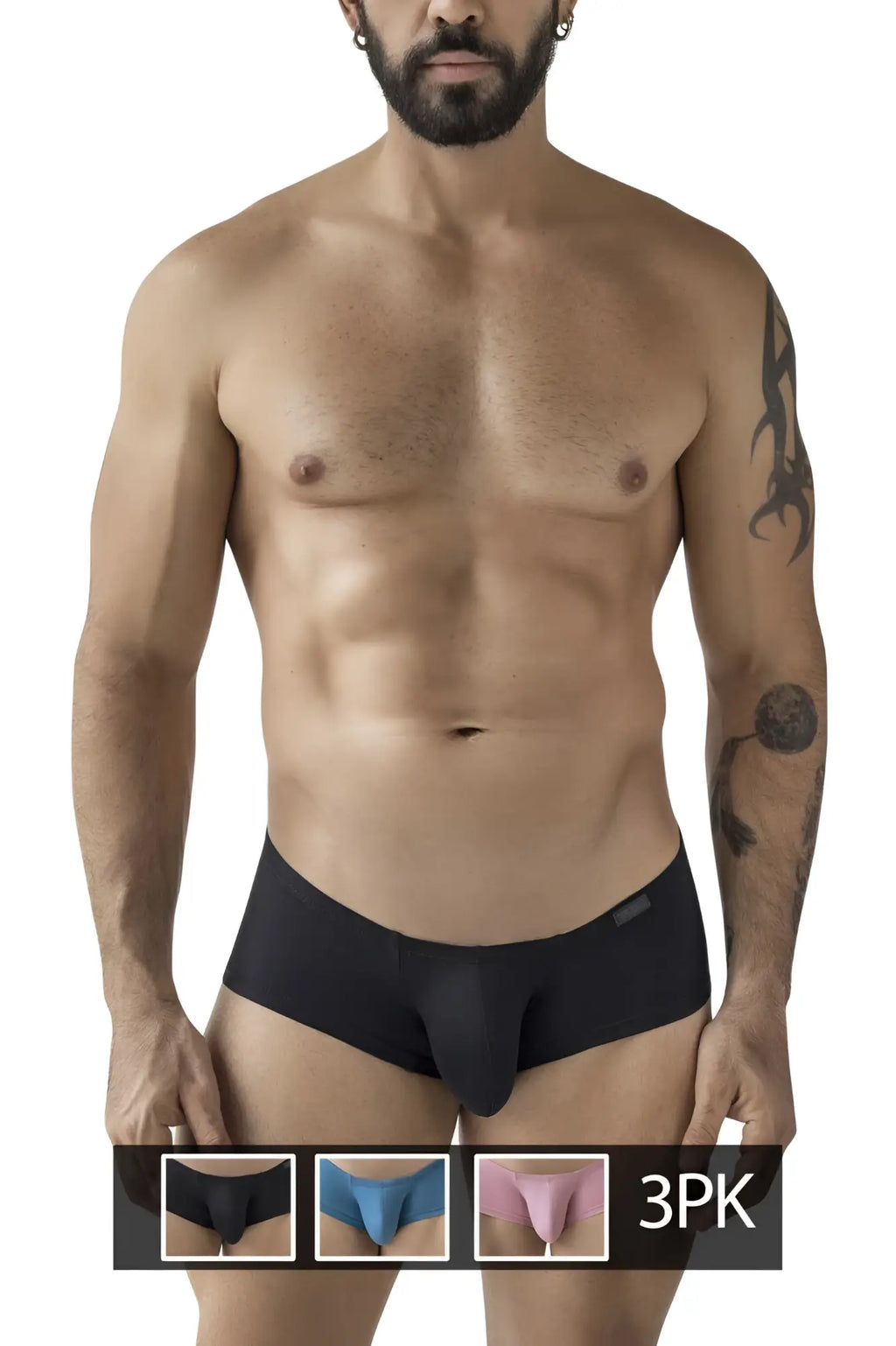 Clever 229965 3pk australian latin trunks mens multi-colored briefs with smooth form-fitting design