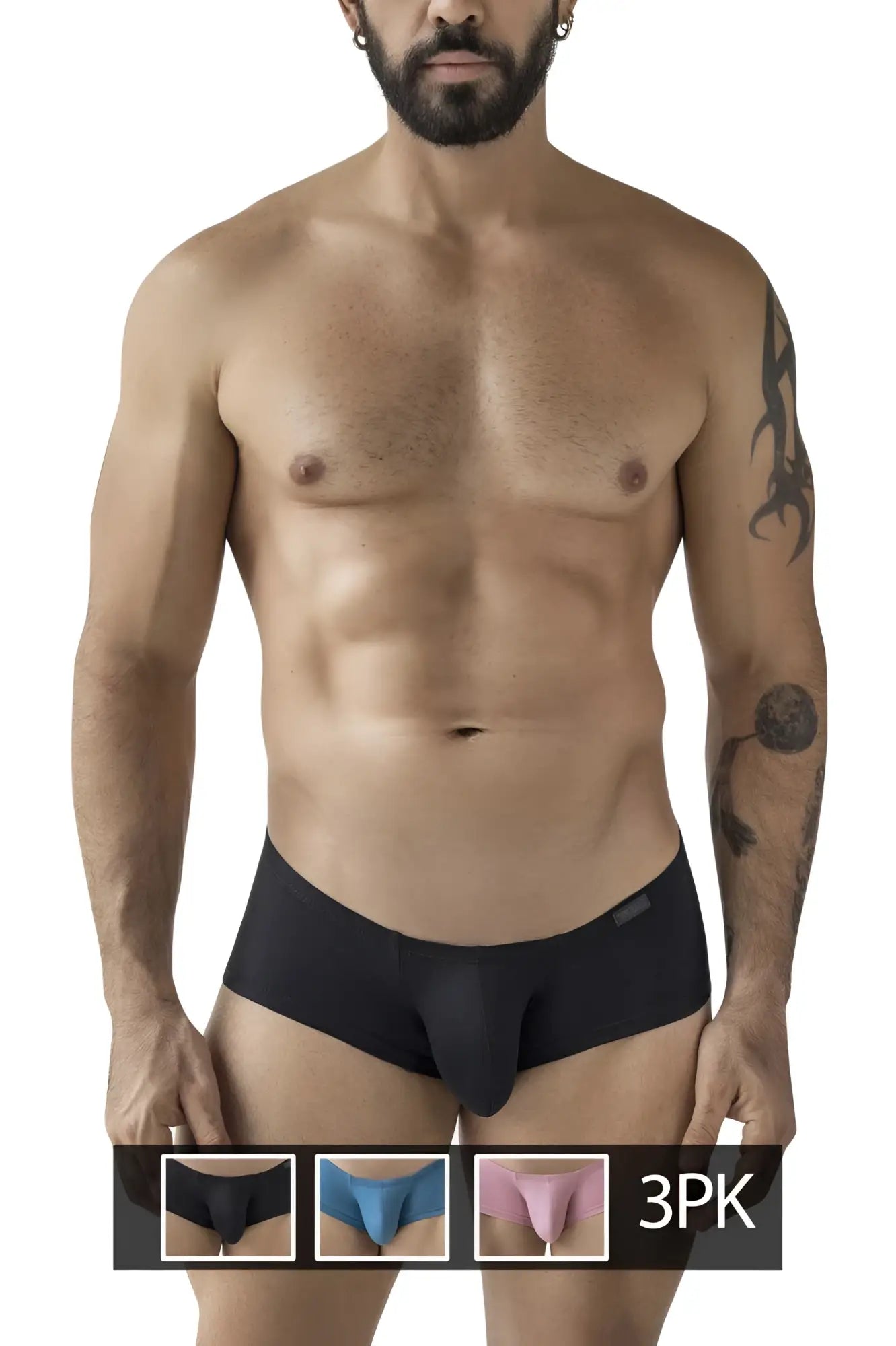 Clever 229965 3pk australian latin trunks mens multi-colored briefs with smooth form-fitting design