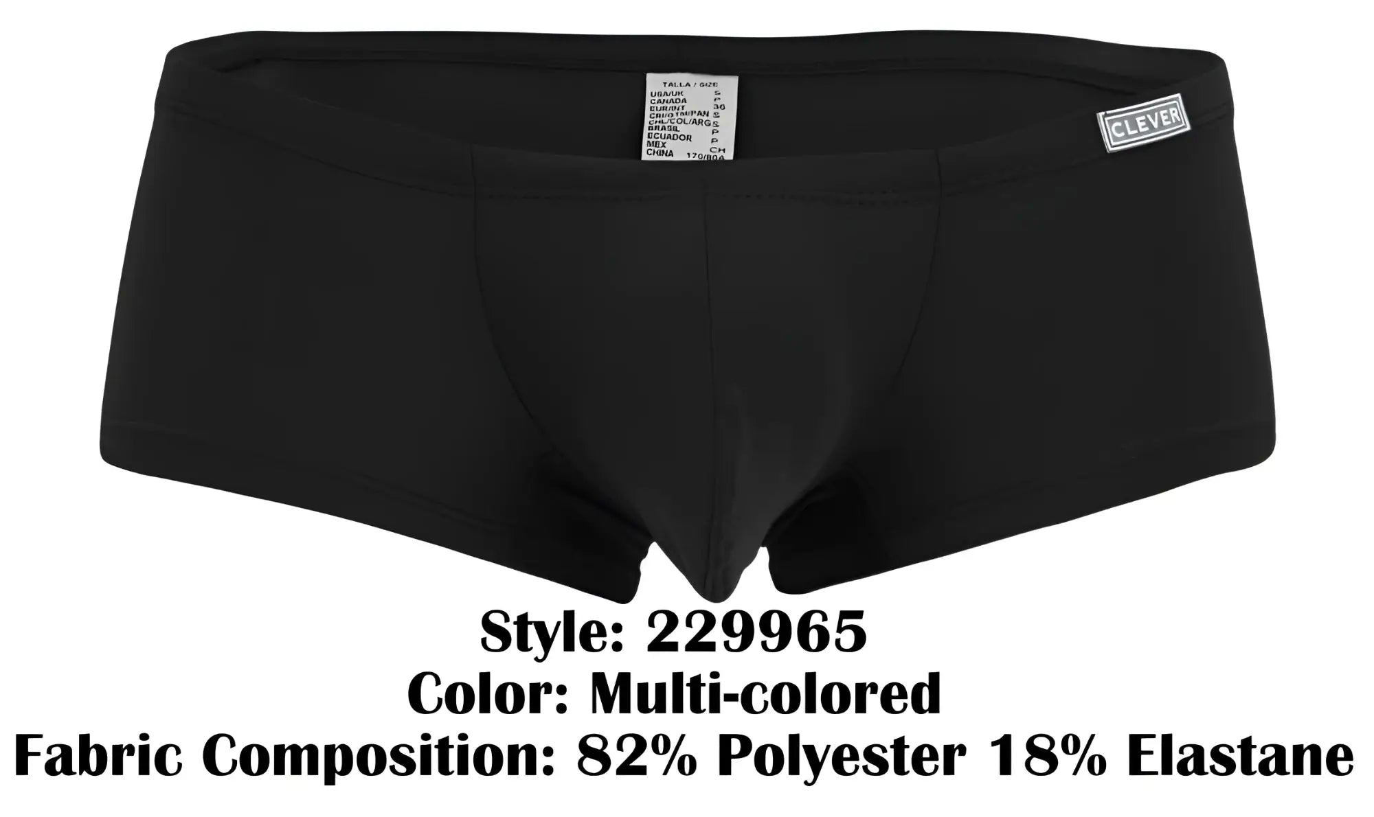 Black men’s clever 229965 3pk australian latin trunks with sleek form-fitting design and subtle clever label multi-colored
