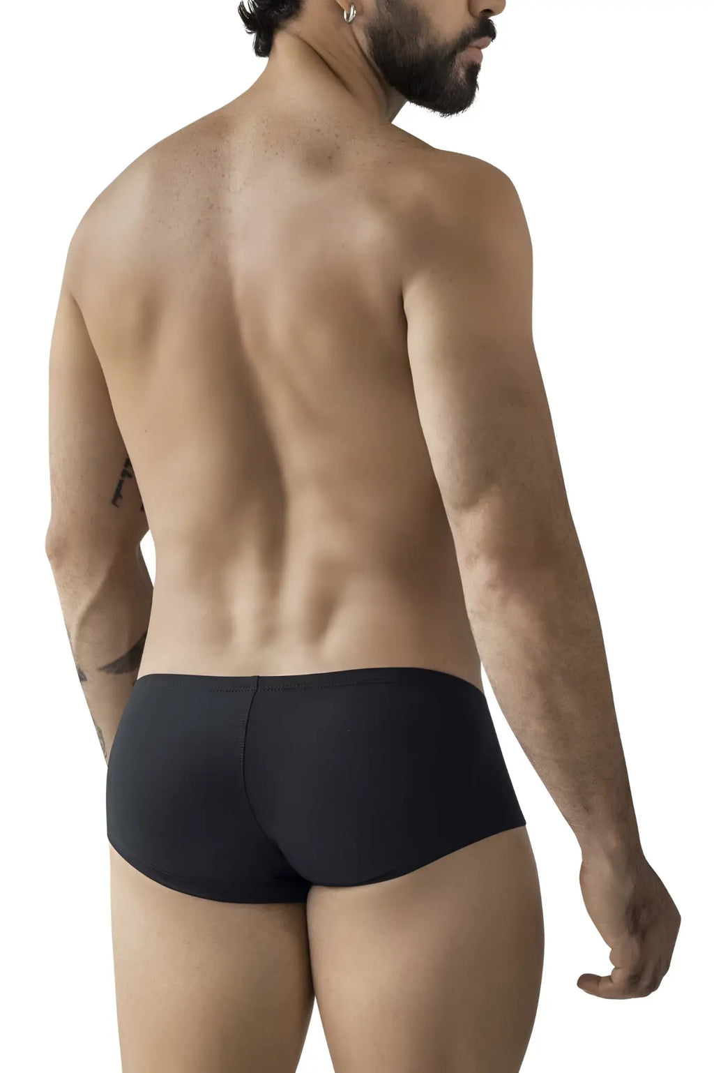 Black clever 229965 australian latin trunks showing the back side with smooth, form-fitting fabric and subtle seam details