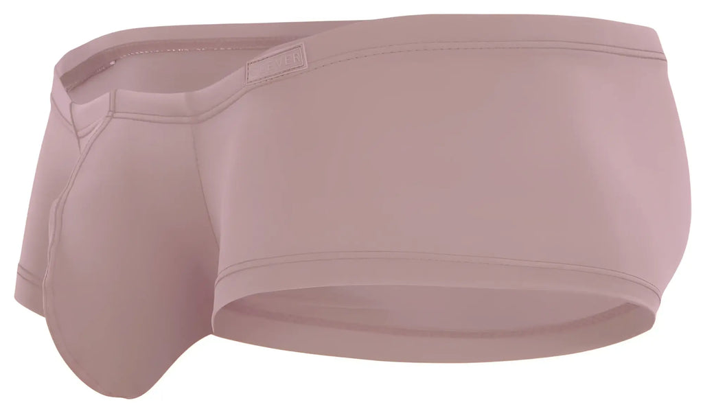 A sleek blush pink clever 229965 mens brief with smooth form fitting fabric and subtle stitching details