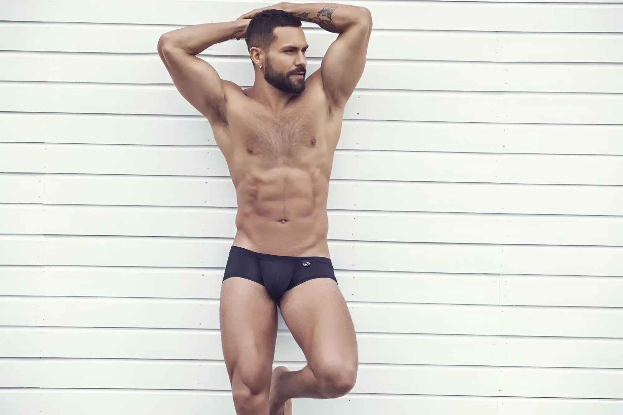 Clever 2373 australian latin black boxer briefs with small logo on waistband made of breathable fabric
