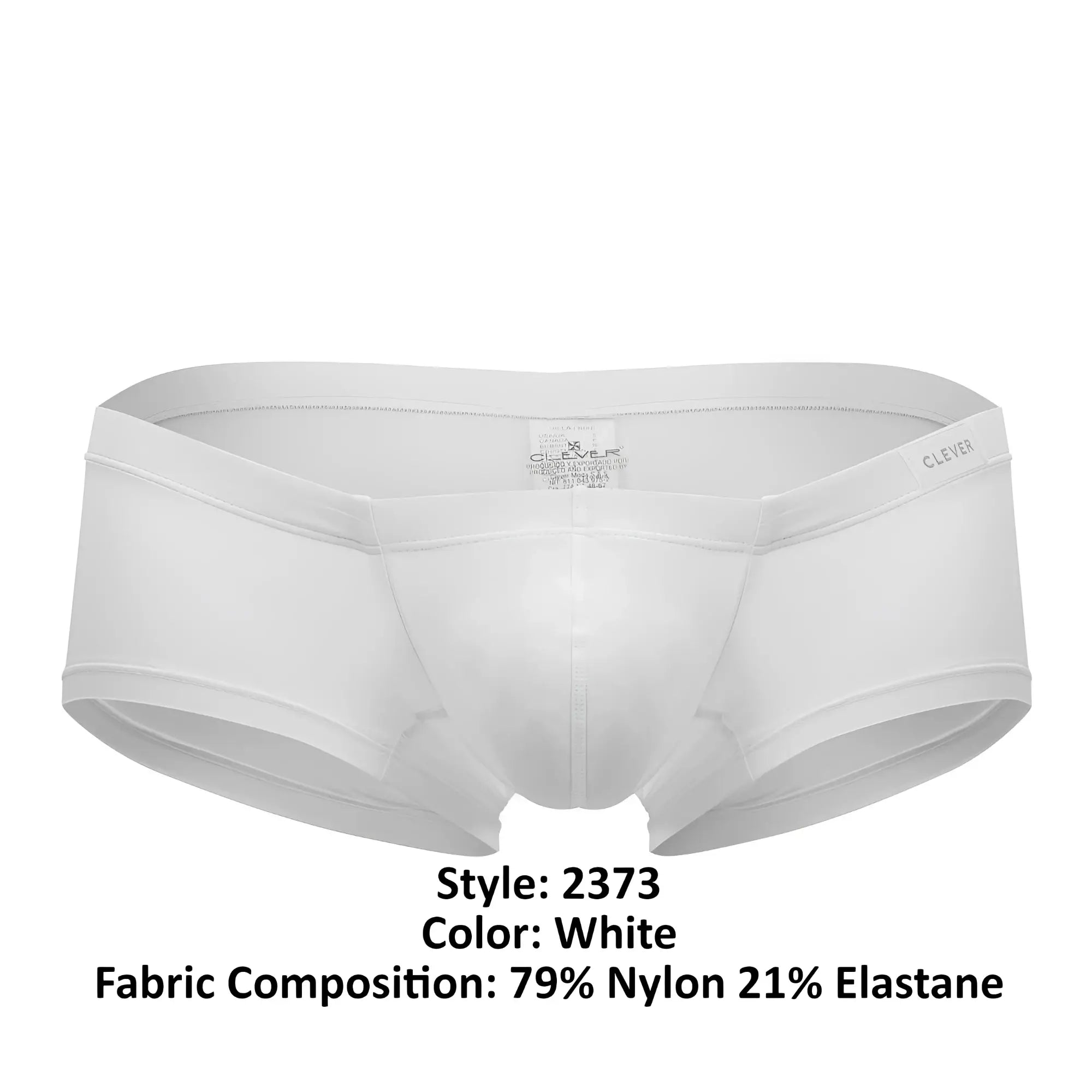 White clever 2373 australian latin boxer briefs made of 79 nylon and 21 elastane in a front view
