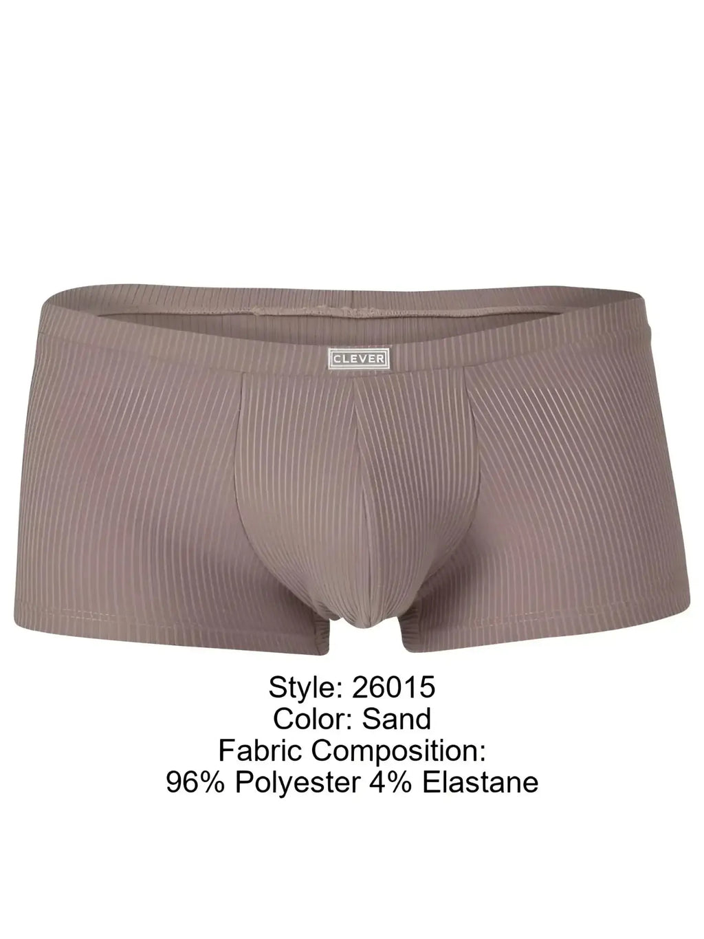 Front view of Clever 26015 Apolo trunks in sand color.