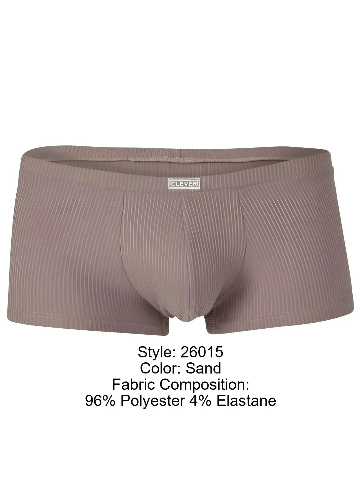 Front view of Clever 26015 Apolo trunks in sand color.