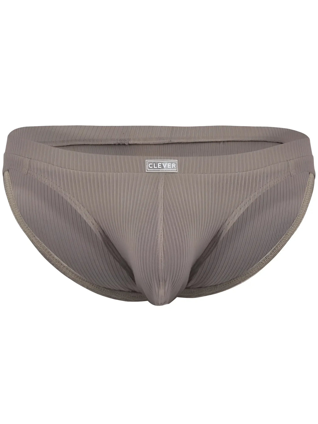 Front view of the Clever 26018 Apolo bikini in sand, featuring a ribbed fabric design.