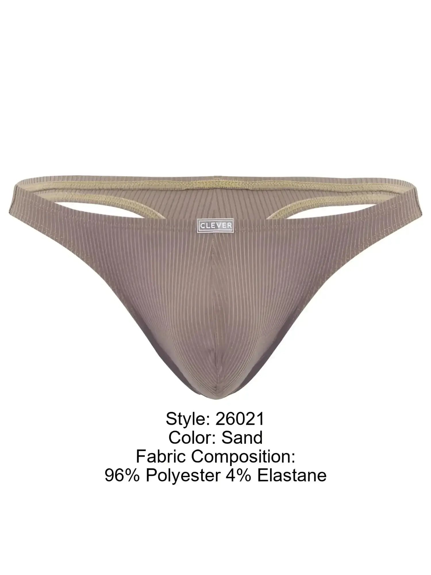 Front view of Clever 26021 Apolo thong in sand color.
