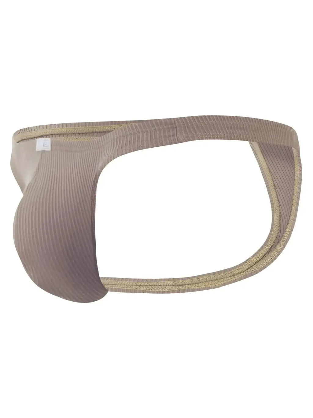 Clever 26021 Apolo thong in sand, studio product shot showing a side profile view of the ribbed fabric design.