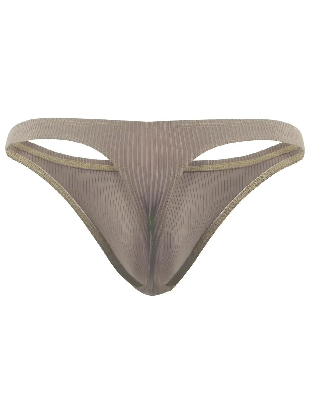 Front view of Clever 26021 Apolo thongs in sand color, featuring a ribbed fabric design.