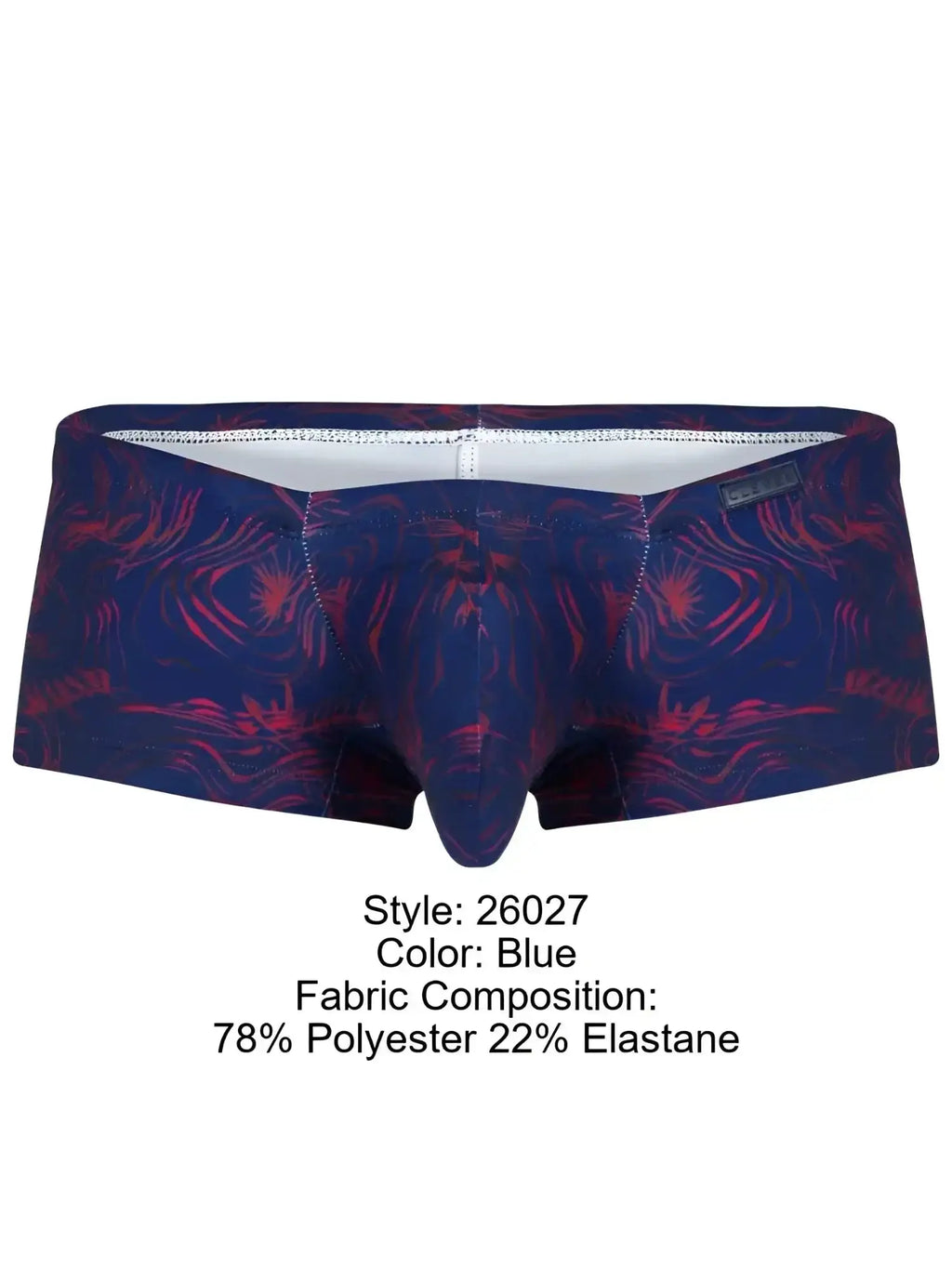Clever 26027 Helion Trunks in blue: a front view of these patterned boxer trunks.