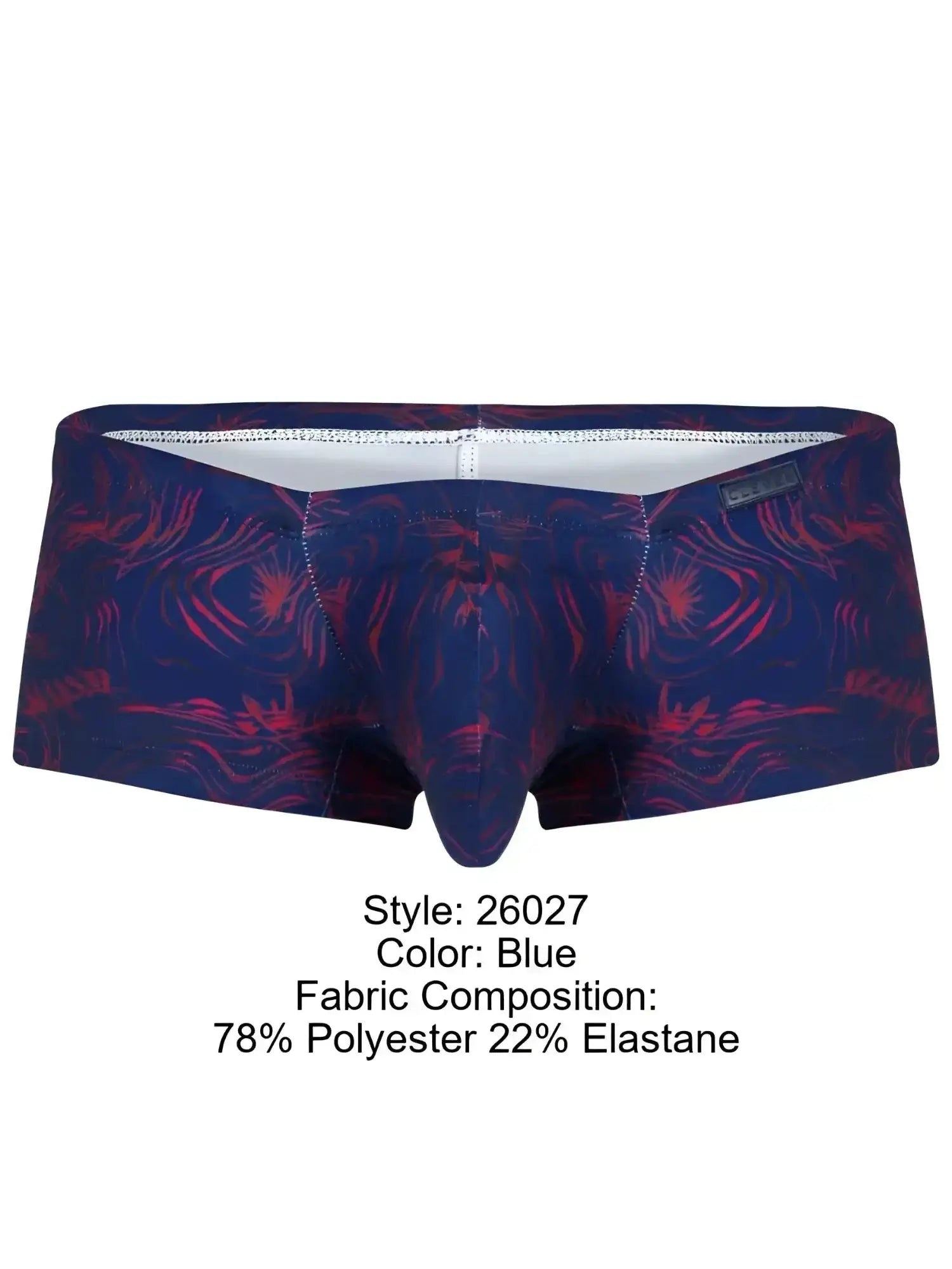 Clever 26027 Helion Trunks in blue: a front view of these patterned boxer trunks.