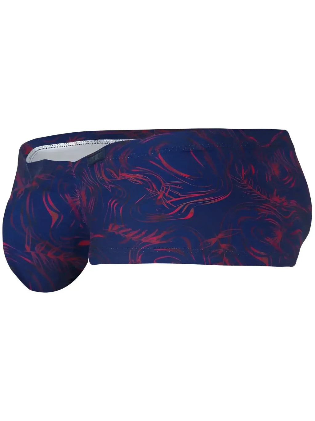 Clever 26027 Helion trunks in blue with red pattern, side-view product shot.
