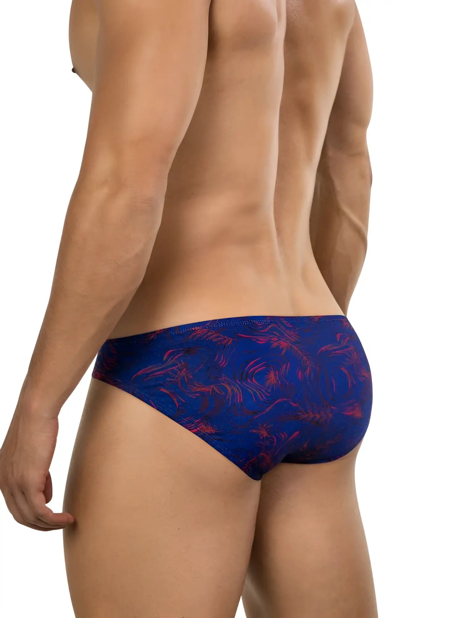Back view of Clever 26029 Helion Bikini in vibrant blue with red pattern.
