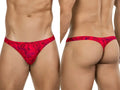 Clever 26030 Helion thong in red, showing front and back views on a male model.
