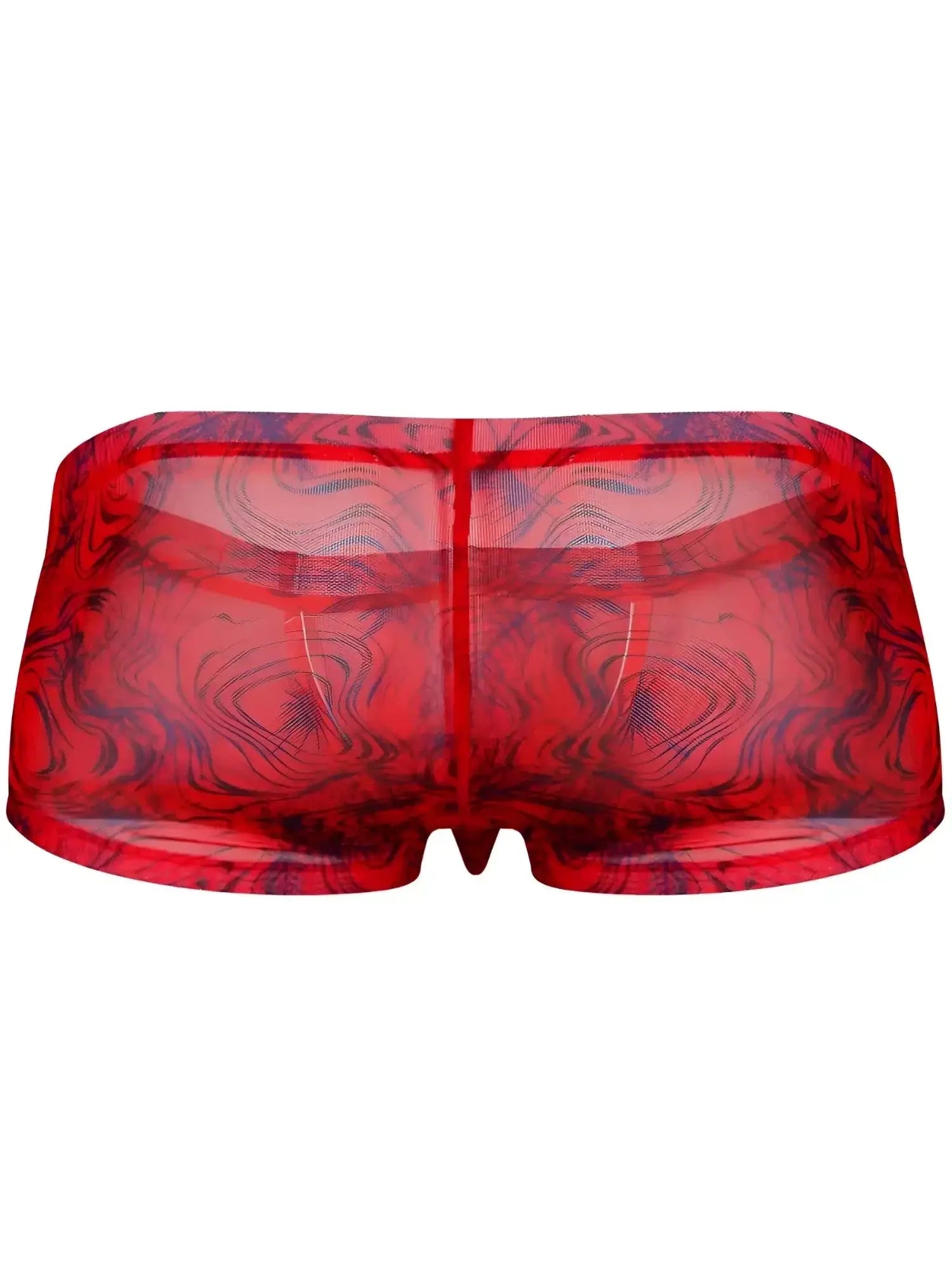 Back view of Clever 26032 Calipso Trunks in red with sheer mesh fabric.
