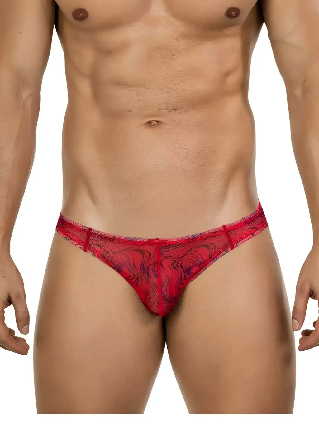 Front view of the red Clever 26034 Calipso bikini underwear on a model.