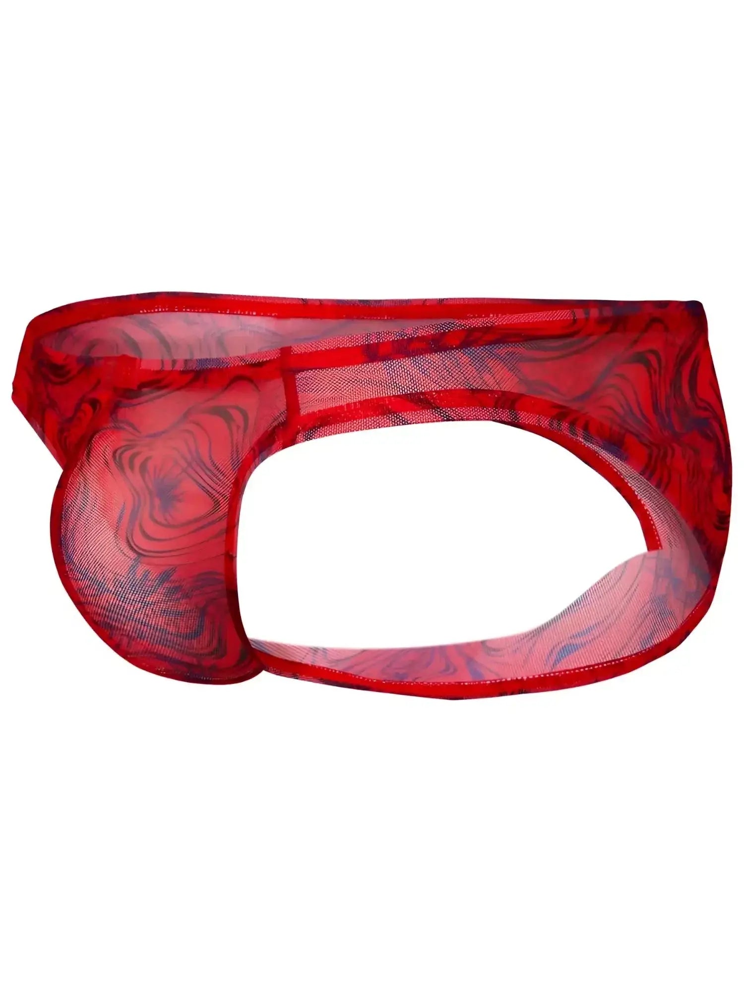 Clever 26034 Calipso Bikini in red. Studio product shot showing a side profile view of the patterned underwear.