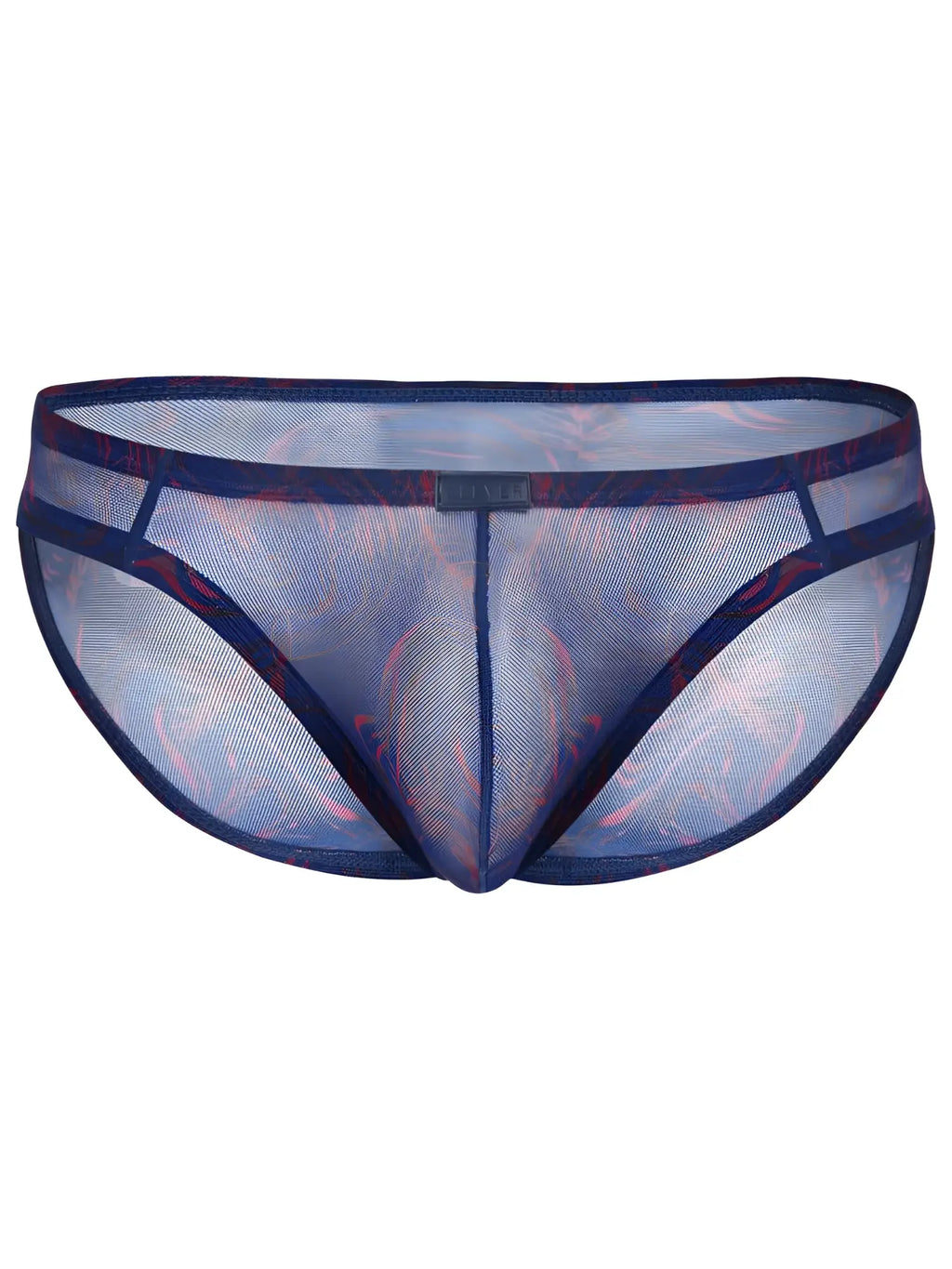 Front view of Clever 26035 Calipso blue bikini underwear featuring a breathable mesh fabric and printed design.