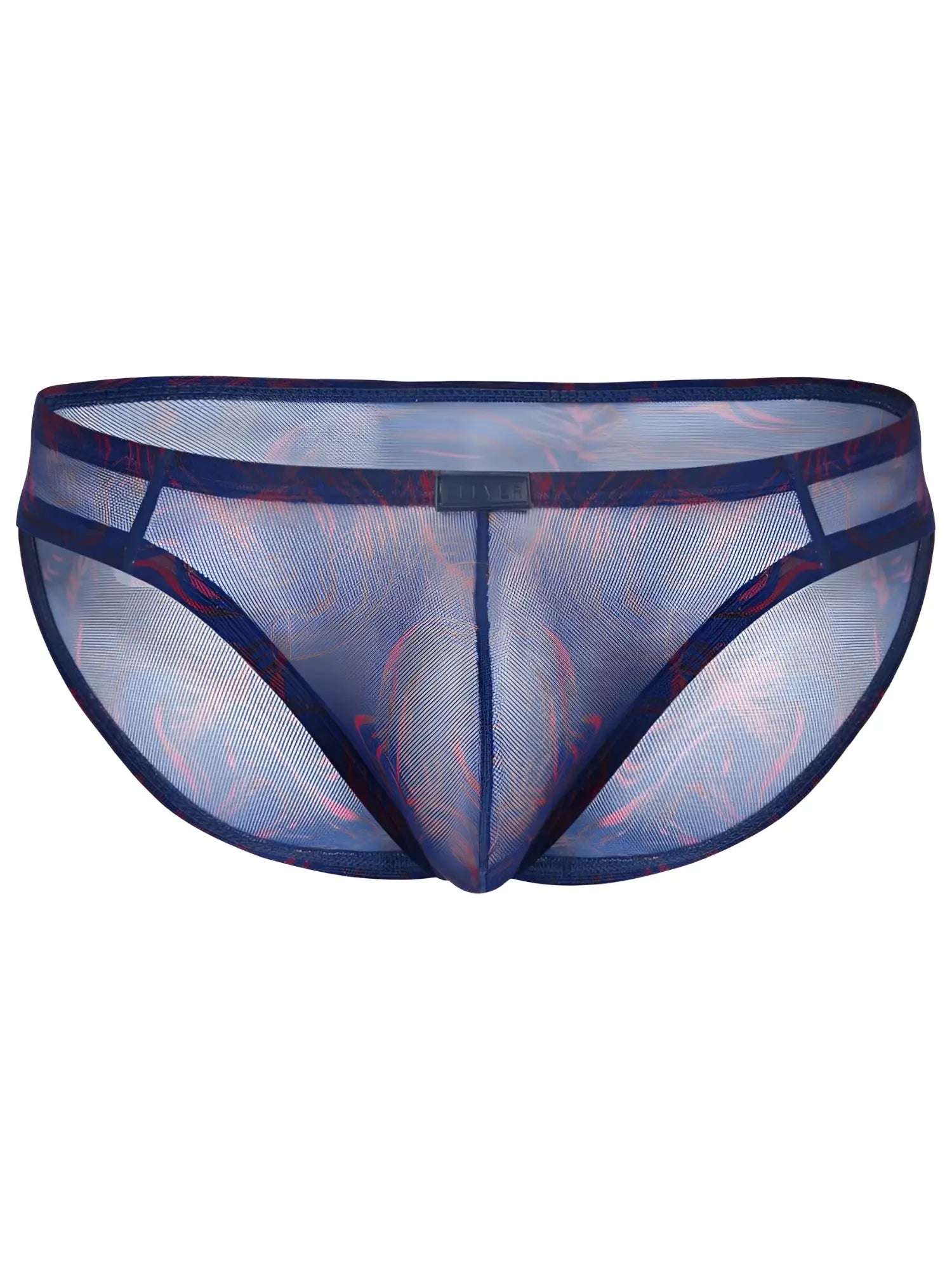 Front view of Clever 26035 Calipso blue bikini underwear featuring a breathable mesh fabric and printed design.