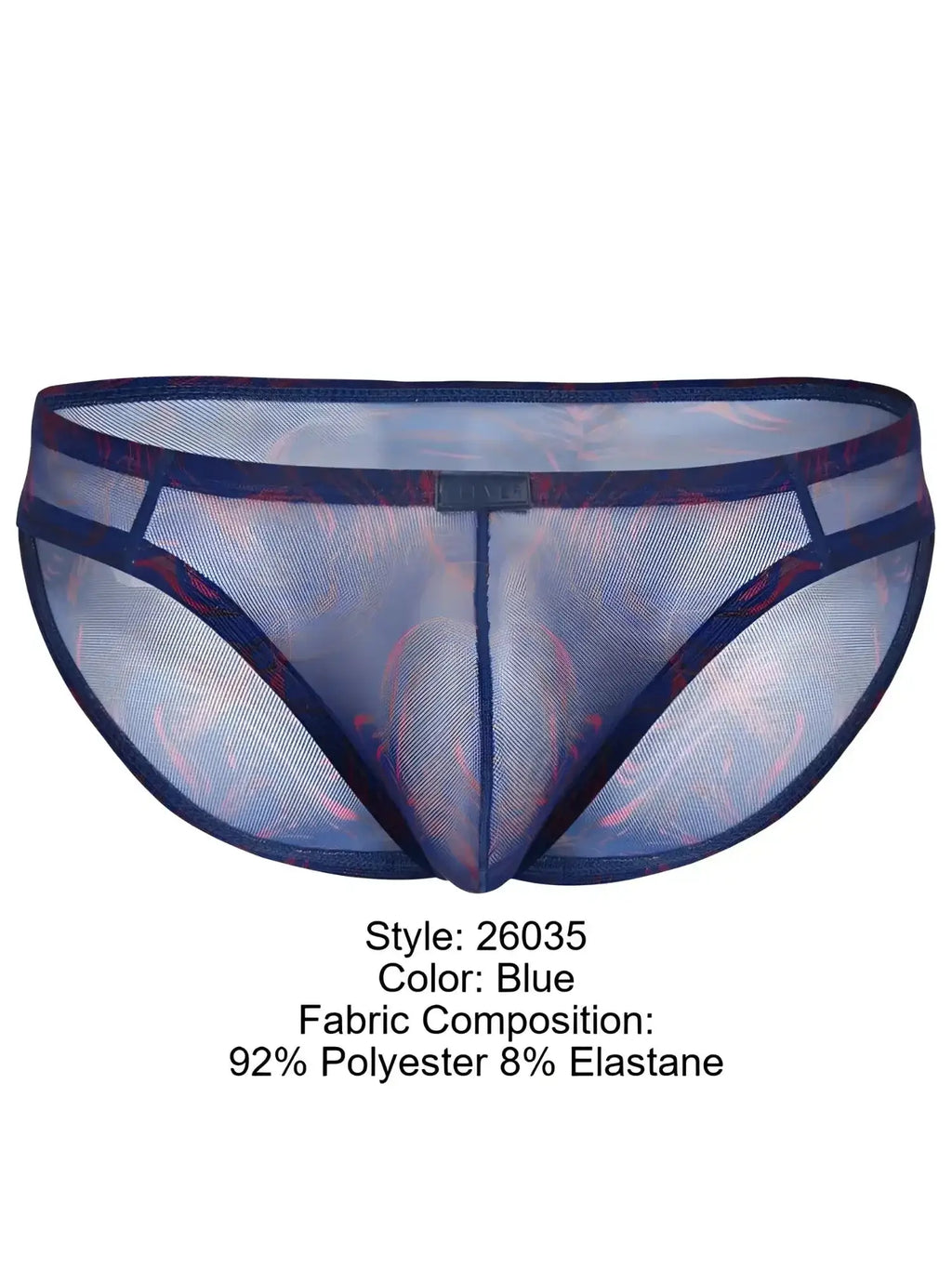 Front view of the blue Clever 26035 Calipso bikini, a breathable mesh men’s underwear style.